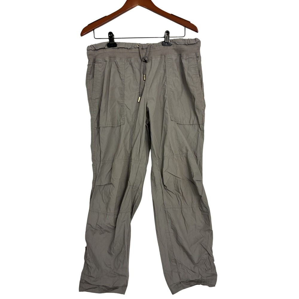 Nautica Jeans Womens M Gray Cargo Utility Pants Drawstring Elastic Waist 25"